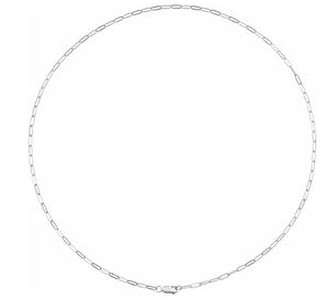 Rhodium-Plated Sterling Silver Paperclip Chain | 2mm Tarnish-Resistant Layering Necklace