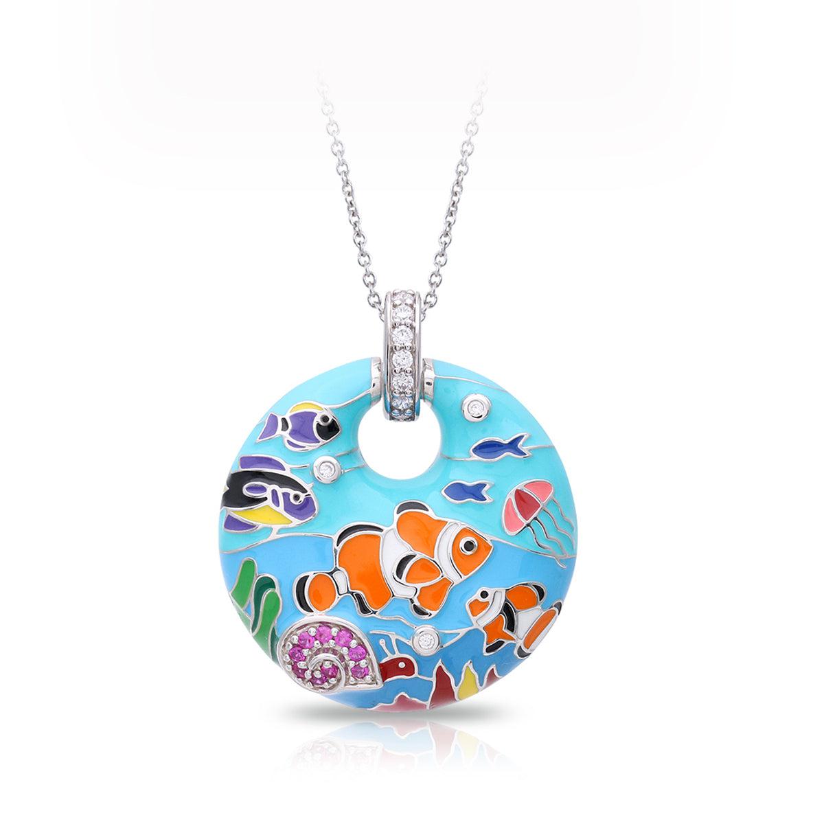 Belle Etoile Calypso Pendant Necklace - Blue Enamel, Sterling Silver, Hand-Painted - View #10