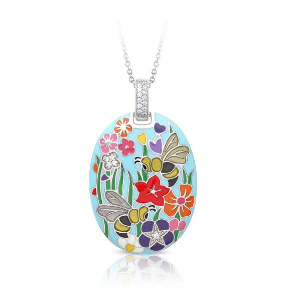 Belle Etoile Calypso Pendant Necklace - Blue Enamel, Sterling Silver, Hand-Painted - View #9